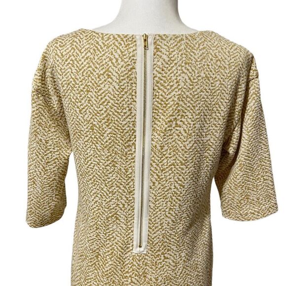 MAGGY LONDON Size 6 Metallic Gold White Sheath Dress Small - Picture 6 of 14